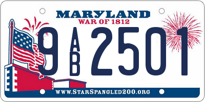 MD license plate 9AB2501