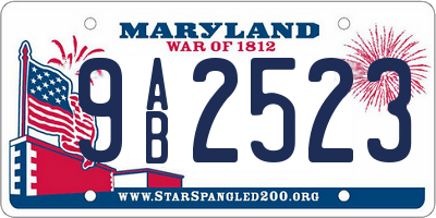 MD license plate 9AB2523