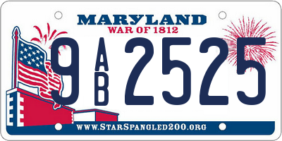 MD license plate 9AB2525