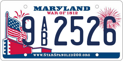 MD license plate 9AB2526