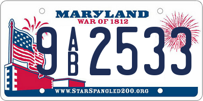 MD license plate 9AB2533