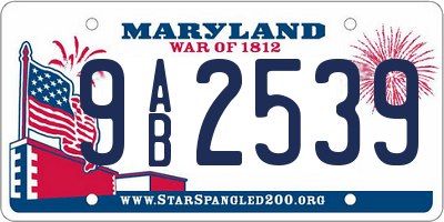MD license plate 9AB2539
