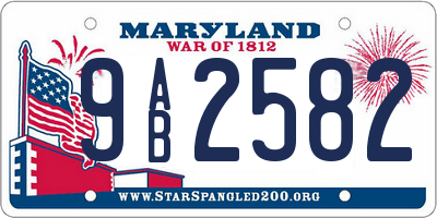 MD license plate 9AB2582