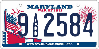 MD license plate 9AB2584