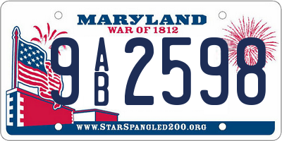 MD license plate 9AB2598