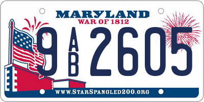 MD license plate 9AB2605