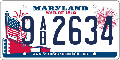 MD license plate 9AB2634