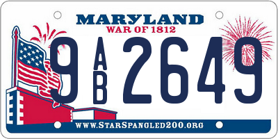 MD license plate 9AB2649