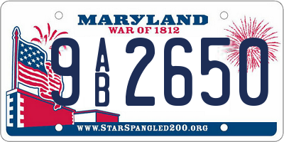 MD license plate 9AB2650