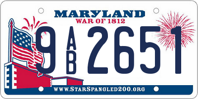 MD license plate 9AB2651