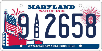 MD license plate 9AB2658