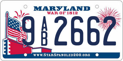 MD license plate 9AB2662