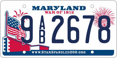 MD license plate 9AB2678