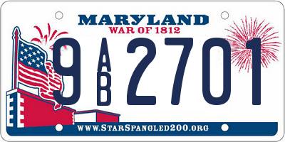 MD license plate 9AB2701