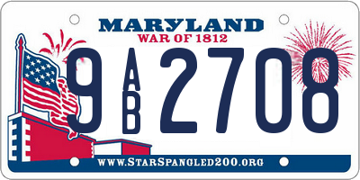MD license plate 9AB2708
