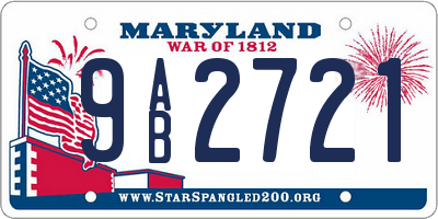 MD license plate 9AB2721