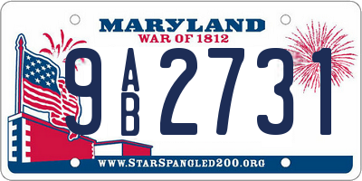 MD license plate 9AB2731