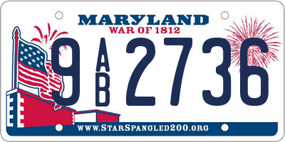 MD license plate 9AB2736