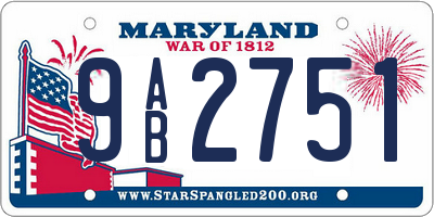 MD license plate 9AB2751