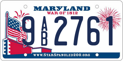 MD license plate 9AB2761