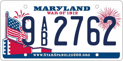 MD license plate 9AB2762