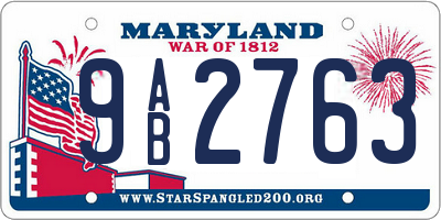 MD license plate 9AB2763
