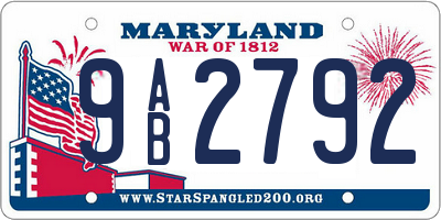 MD license plate 9AB2792