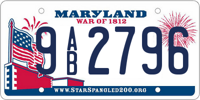 MD license plate 9AB2796
