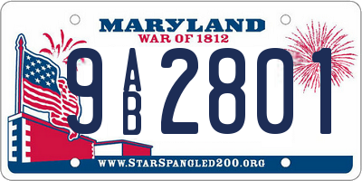 MD license plate 9AB2801