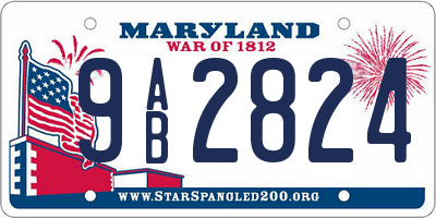 MD license plate 9AB2824