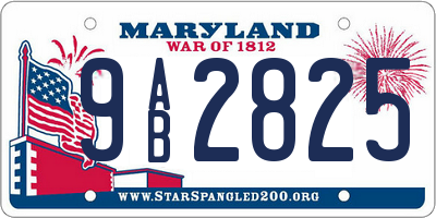 MD license plate 9AB2825