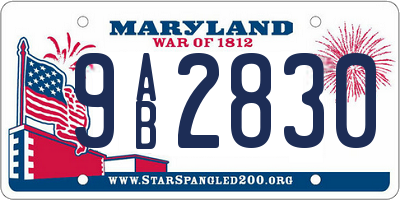 MD license plate 9AB2830