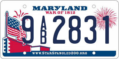 MD license plate 9AB2831