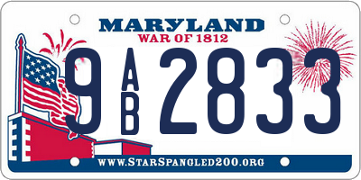 MD license plate 9AB2833