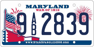 MD license plate 9AB2839