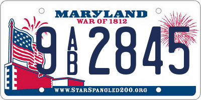 MD license plate 9AB2845
