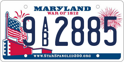 MD license plate 9AB2885