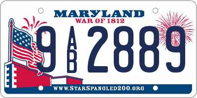 MD license plate 9AB2889