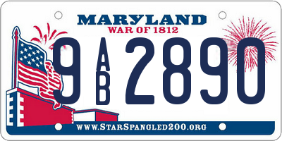 MD license plate 9AB2890