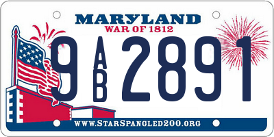 MD license plate 9AB2891