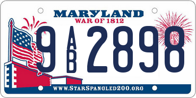 MD license plate 9AB2898