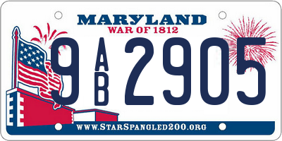 MD license plate 9AB2905