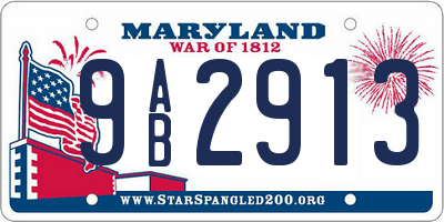 MD license plate 9AB2913