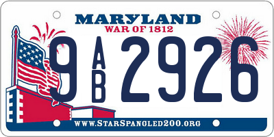 MD license plate 9AB2926
