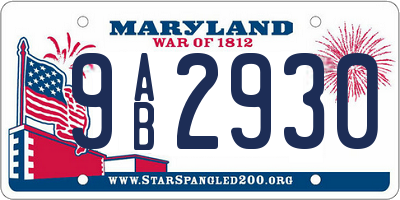 MD license plate 9AB2930