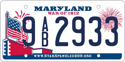 MD license plate 9AB2933