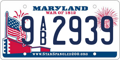MD license plate 9AB2939