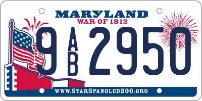 MD license plate 9AB2950