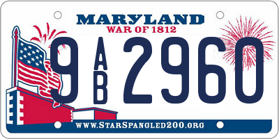 MD license plate 9AB2960