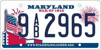 MD license plate 9AB2965